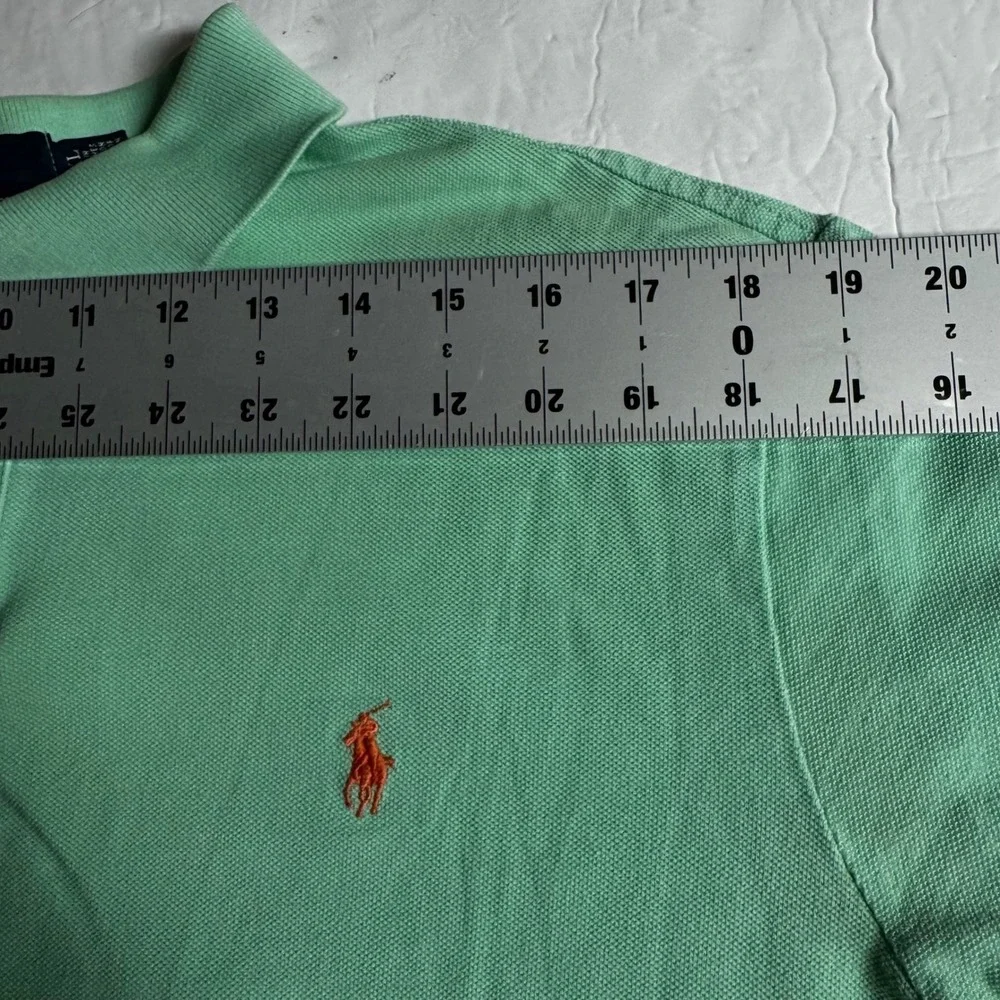 Polo Ralph Lauren Mens XXL Custom Fit Mint Green Pique Polo‎ Shirt Orange Pony